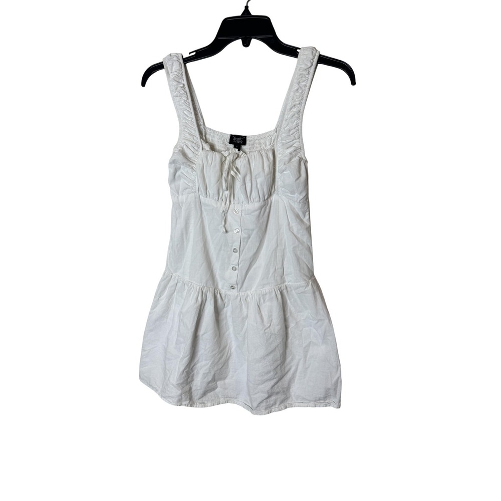 Beverly And Beck Tank Top Womens Small‎ White Square Neck Button Tunic Peplum